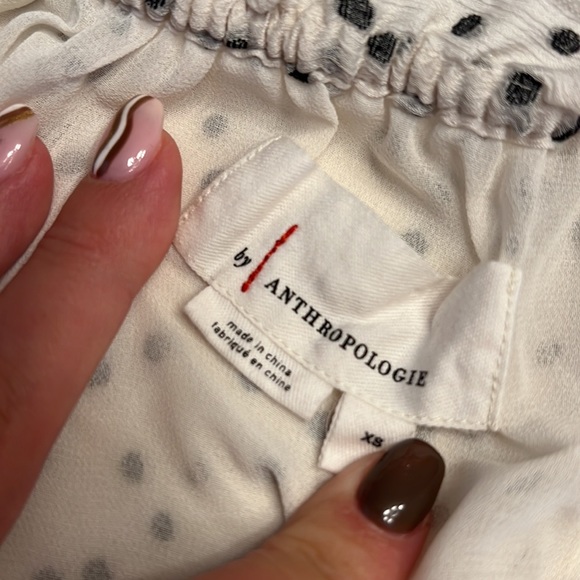 🔵 Anthropologie Lucia Off Shoulder Polka Dot Top - Picture 5 of 8